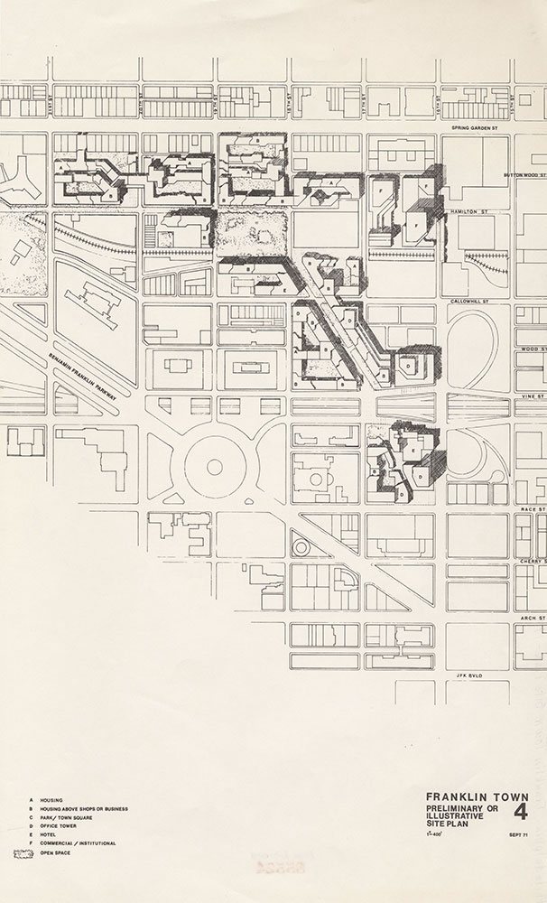 Franklin Town Preliminary or Illustrative Site Plan, 1971, Map