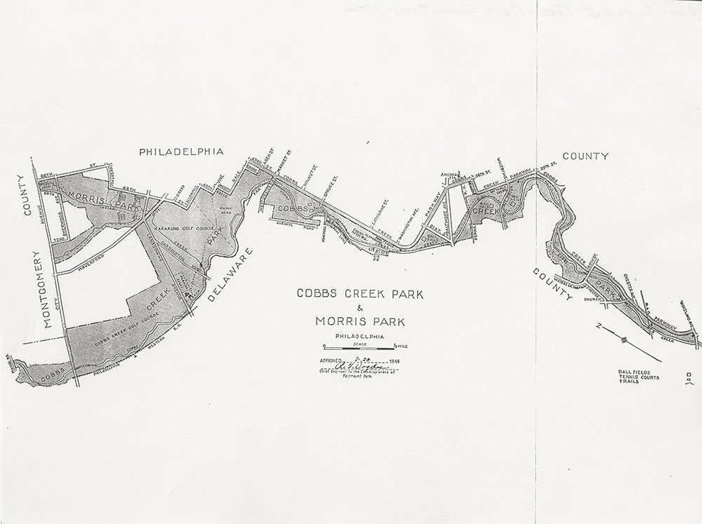 Cobbs Creek Park & Morris Park, 1946, Map