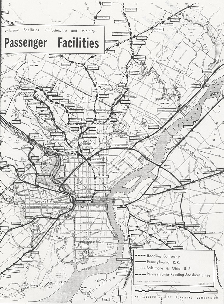 Railroad Facilities: Philadelphia & Vicinity-Passenger Facilities, January 1958, Map