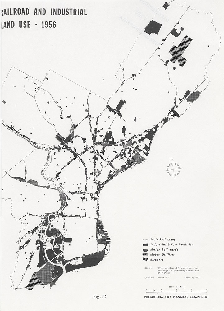 Railroad Facilities: Philadelphia & Vicinity-Railroad and Industrial Land Use-1956, February 1957, Map
