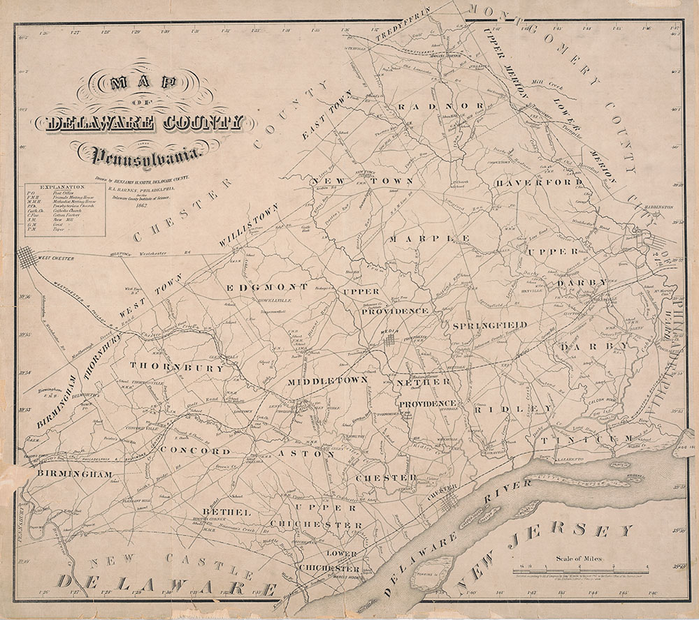 Map of Delaware County Pennsylvania, 1862, Map