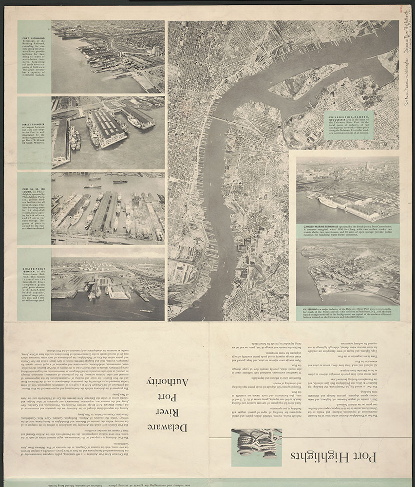 Aerial Views of the Delaware River Port Area Philadelphia, 1952, section of pamphlet