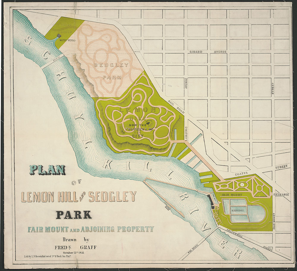 Plan of Lemon Hill and Sedgley Park, Fair Mount and Adjoining Property, ca. 1851, Map