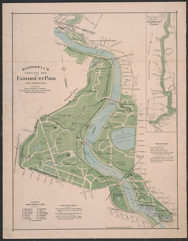 Bushnell's Complete Map of Fairmount Park Philadelphia, 1897, Map