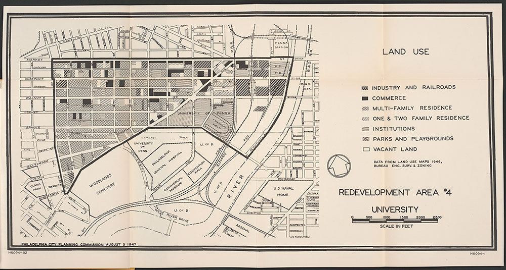 Land Use, Redevelopment Area #4, University [of Pennsylvania], 1947, Map