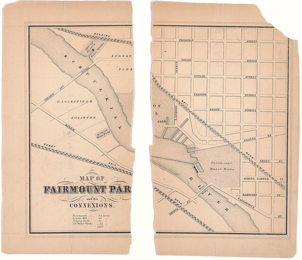 Map of Fairmount Park and its Connexions, ca. 1856, Map