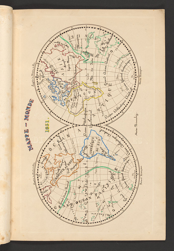 Atlas de Geographie Moderne Divise en 8 Cartes, Mappe-Monde, 1851
