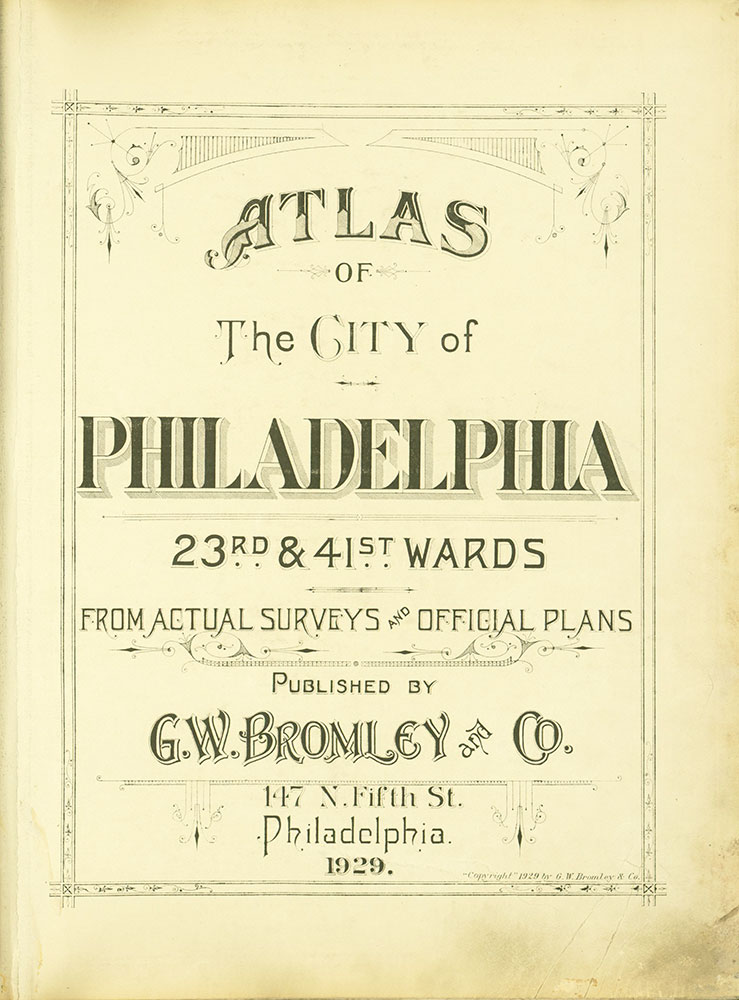Atlas of the City of Philadelphia, 23rd and 41st Wards, Title Page