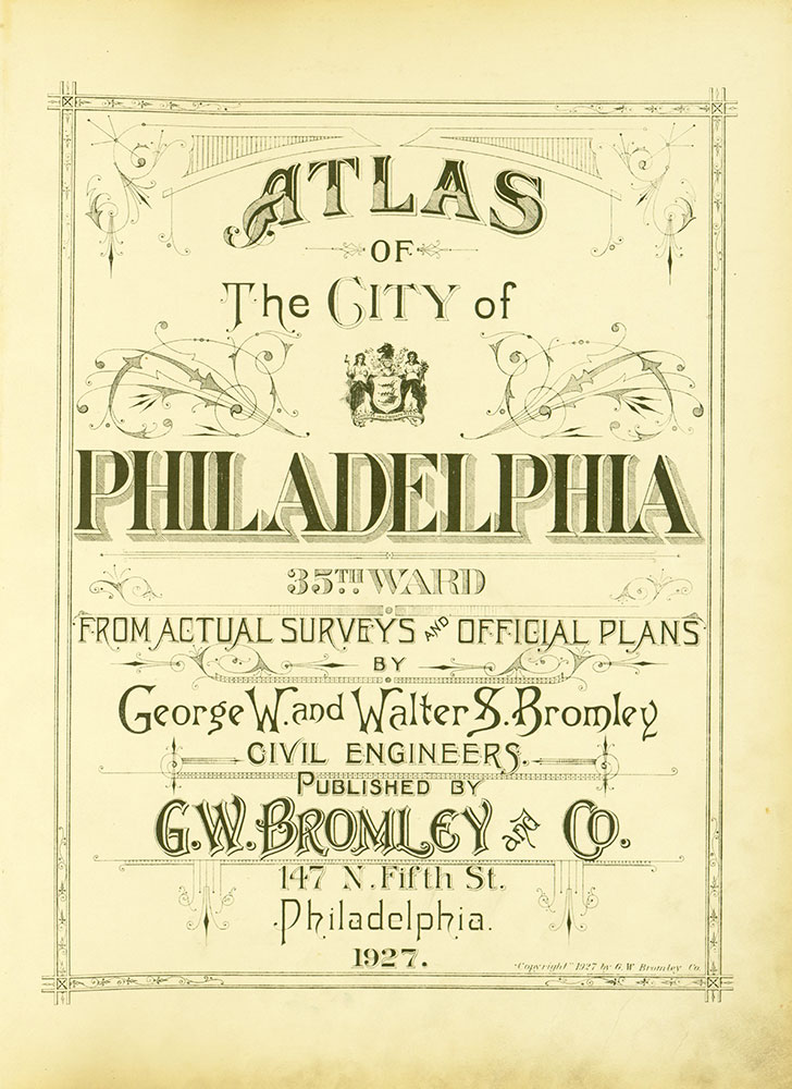 Atlas of the City of Philadelphia, 35th Ward, Title Page
