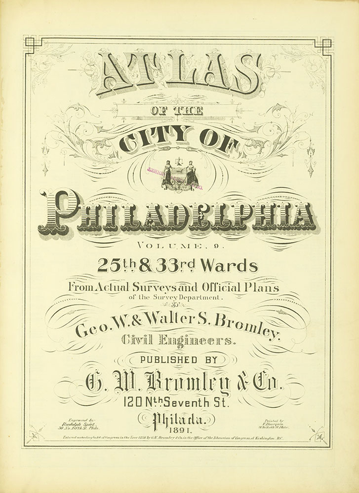 Atlas of the City of Philadelphia, Vol. 9, 25th & 33rd Wards, Title Page