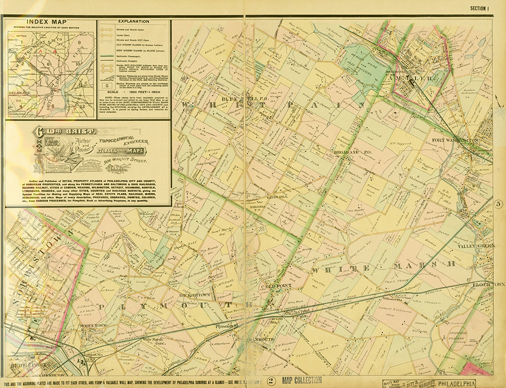 Baist's Map Showing the Development of the City and Suburbs of Philadelphia, 1897, plate 1 & index