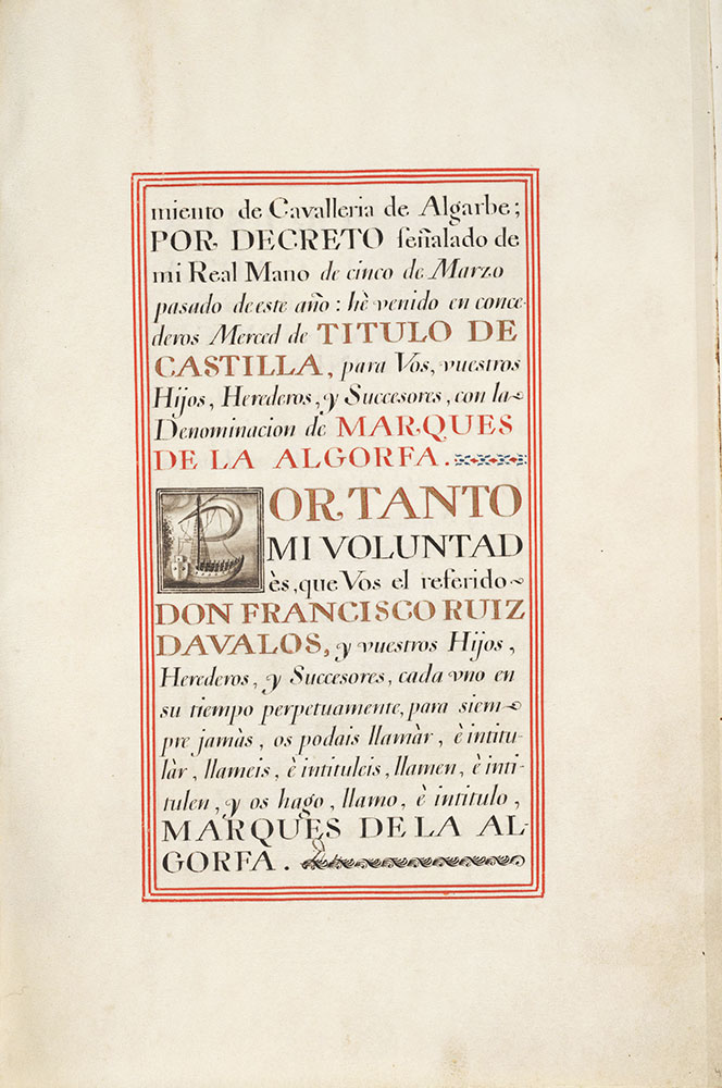 Carta executoria, in favor of Don Francisco Ruiz Davalos
