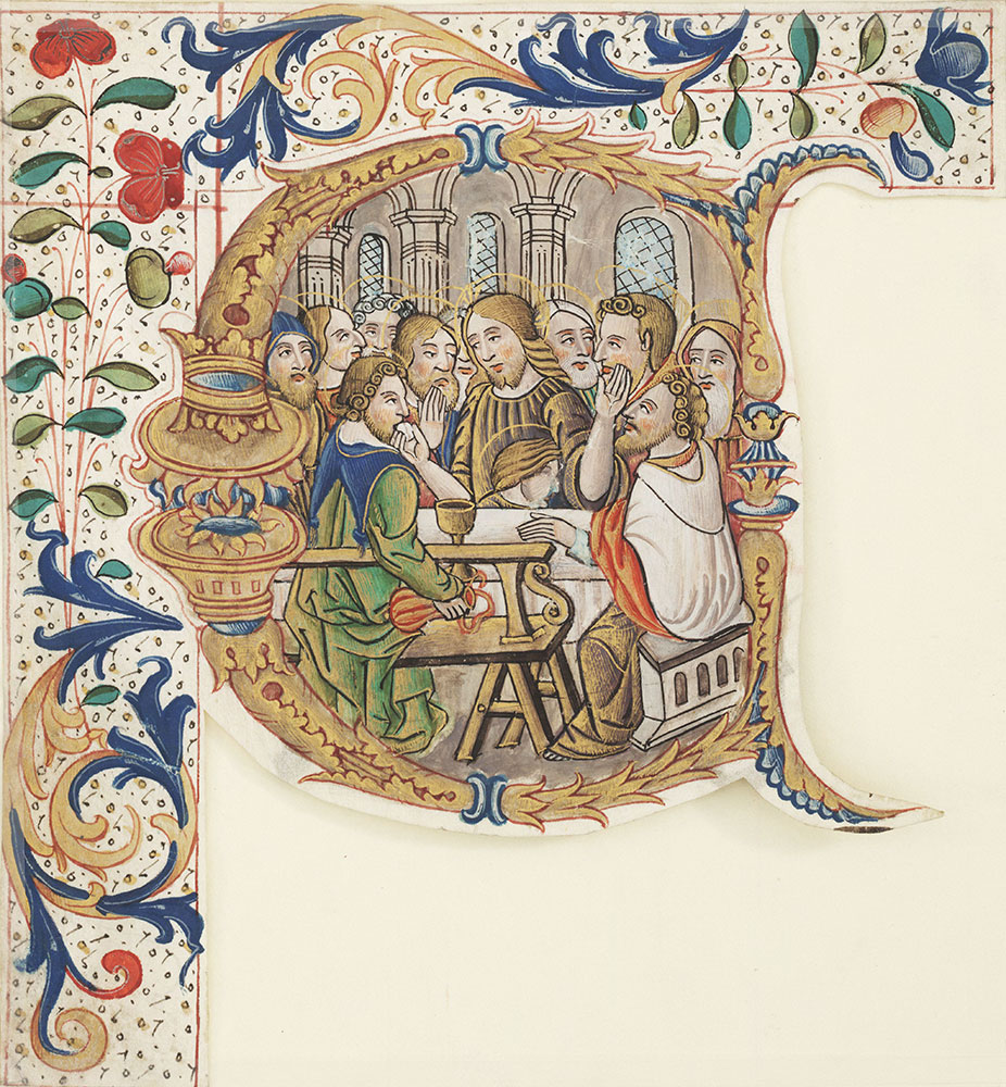 Historiated initial C depicting the Last Supper