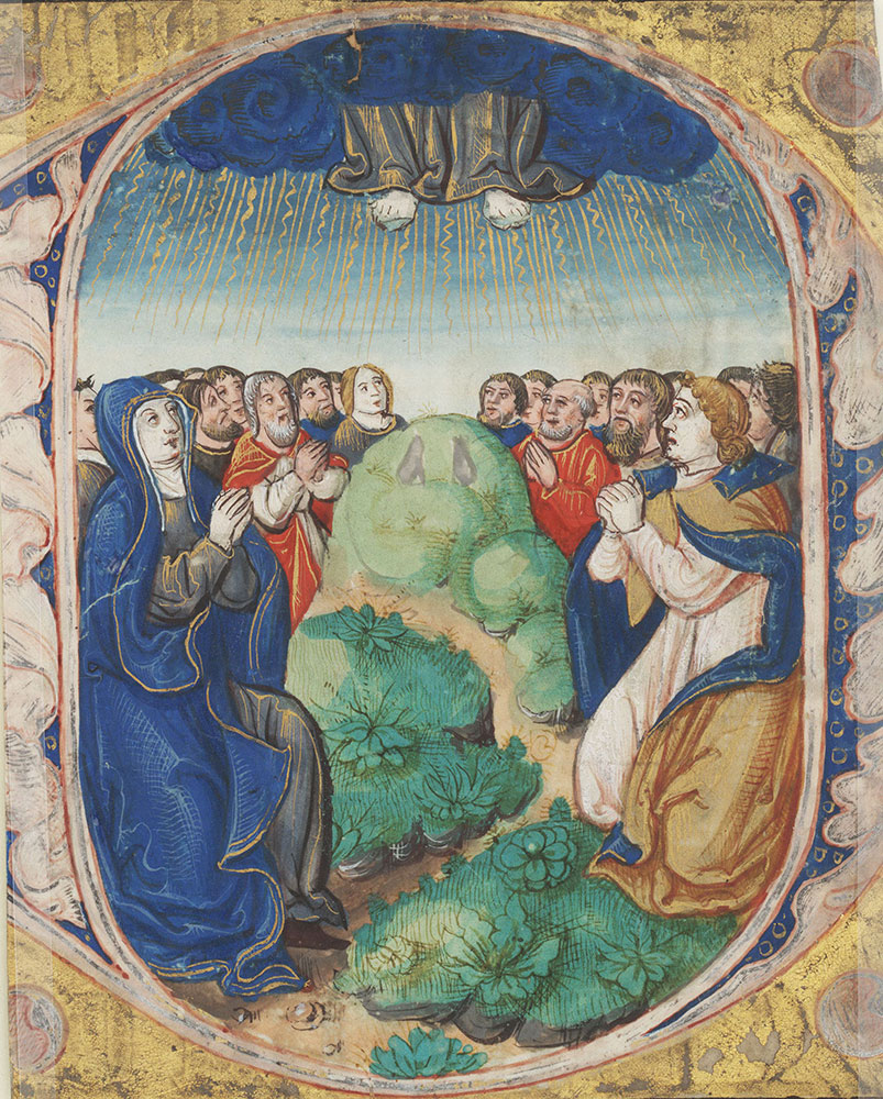Historiated initial O depicting the Ascension