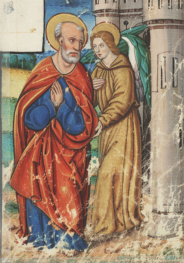 Miniature depicting the Archangel Gabriel and Joseph