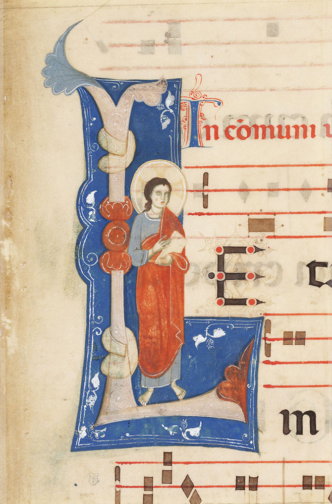 Historiated initial L from a gradual, depicting Christ