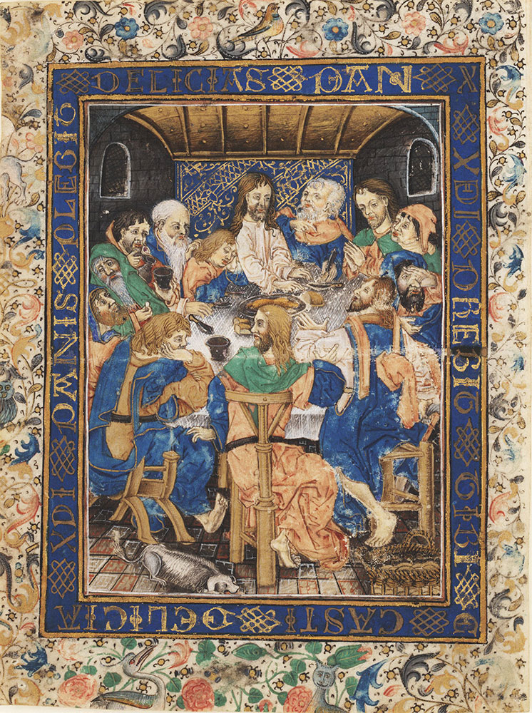 Leaf from a Book of Hours depicting the Last Supper