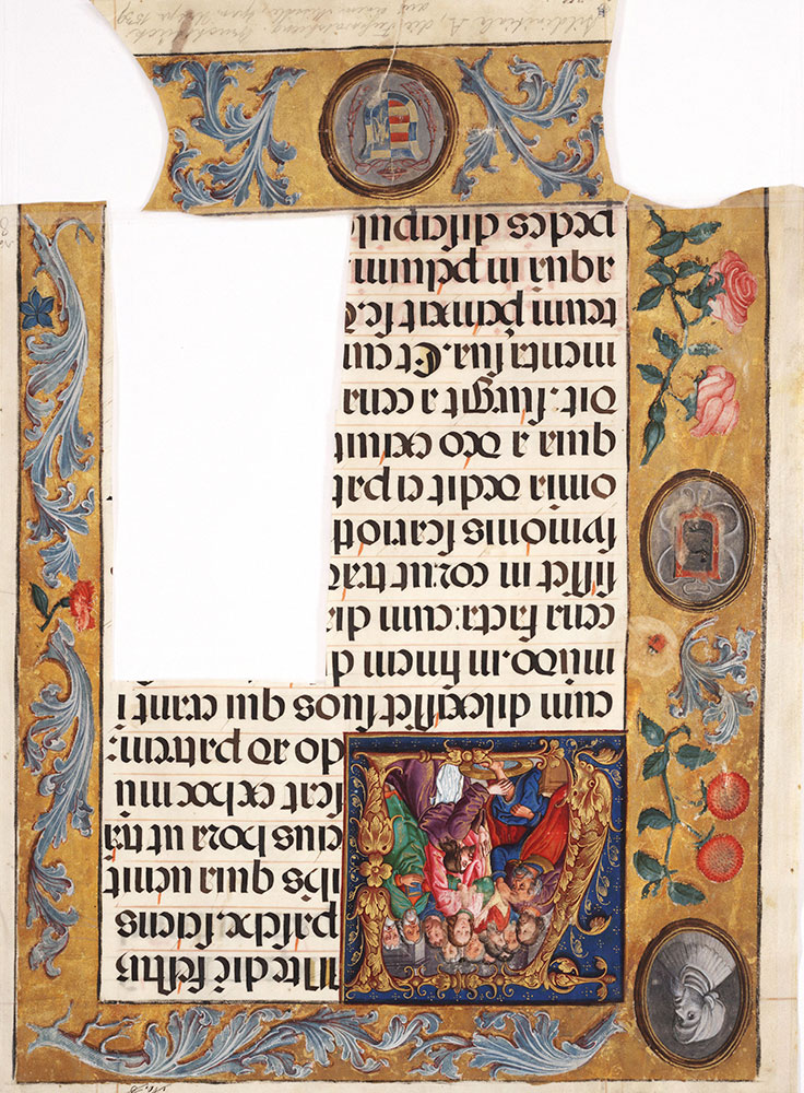 Leaf from a missal with miniature depicting Jesus washing Peter's feet