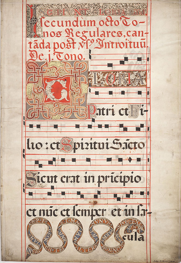 Leaf from an antiphonary with the Gloria Patri