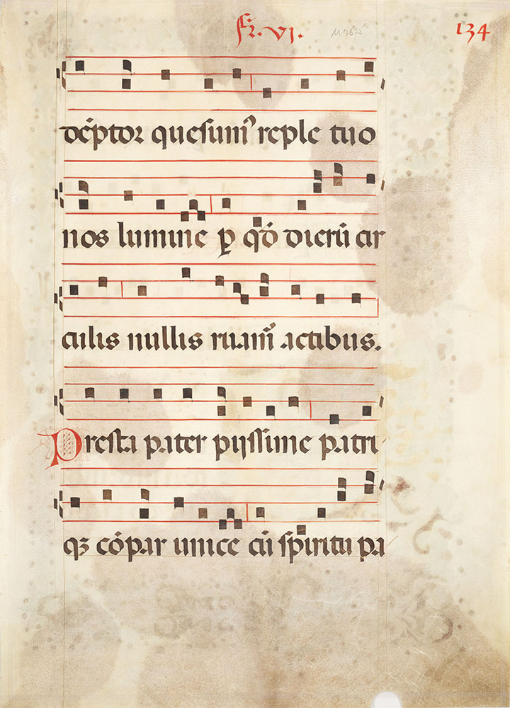 Leaf from an antiphonary with historiated initial E depicting John the Evangelist
