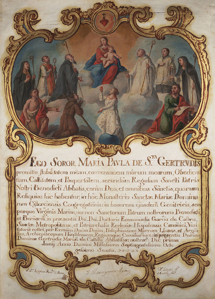 Vow of stability taken by Maria Paula on entering the Cistercian convent of Santa Maria