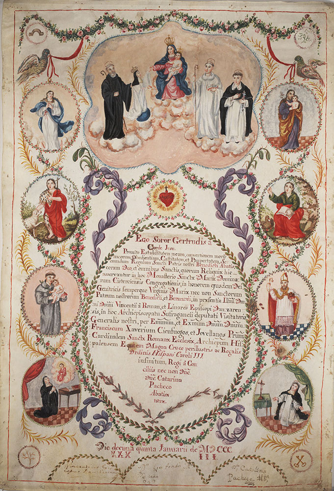 Vow of stability taken by Gertrudis Maria on entering the Cistercian convent of Santa Maria