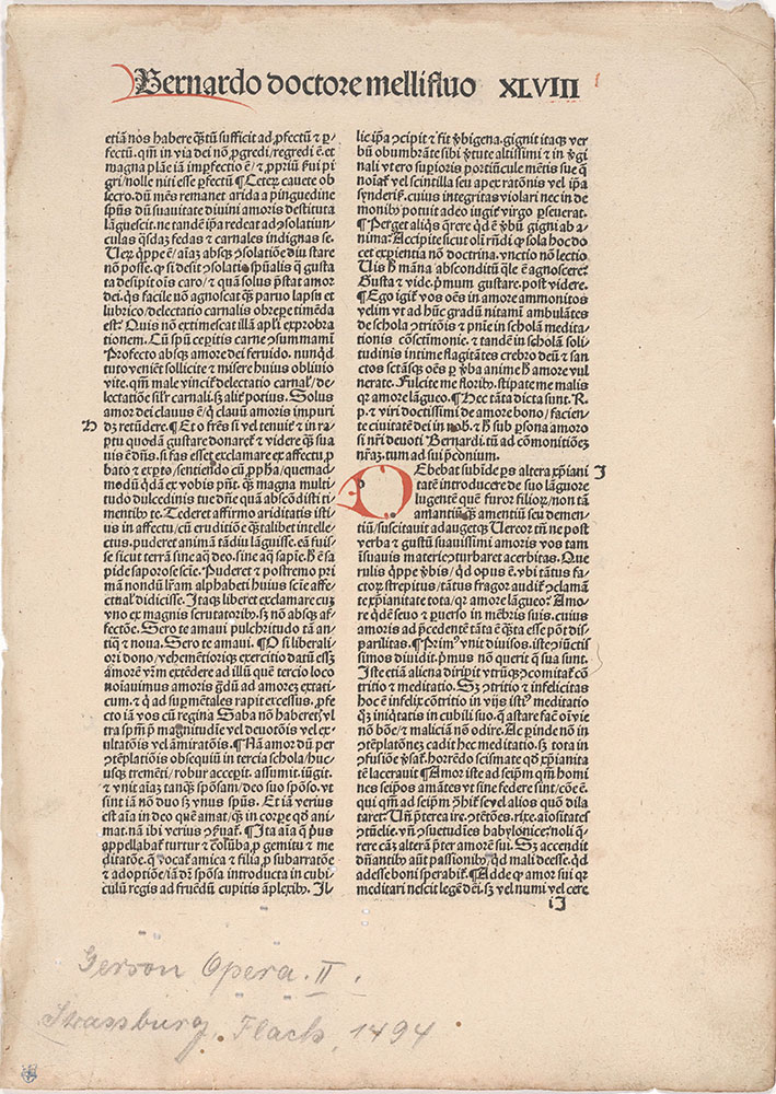 [John Gerson, Sermon of Saint Bernard, Incunabulum printed at Strasbourg by Flack, 1494]