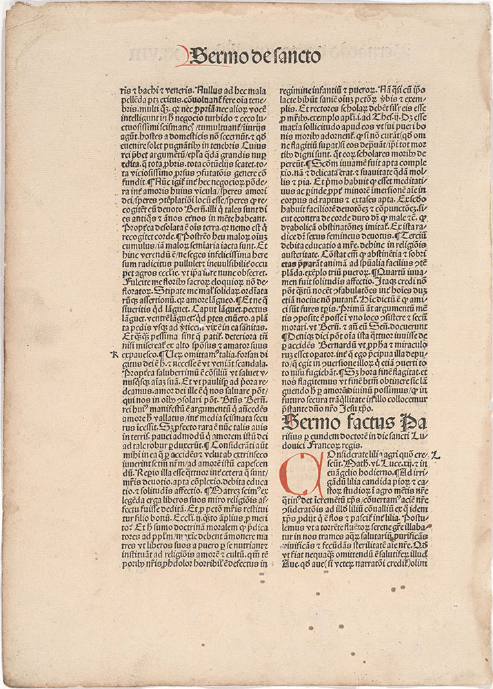 [John Gerson, Sermon of Saint Bernard, Incunabulum printed at Strasbourg by Flack, 1494]