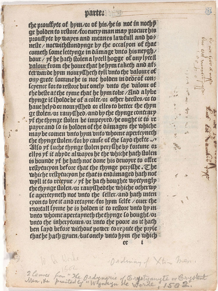 [The Ordinary of Christian Men?, printed by Wynkyn de Worde, 1502]
