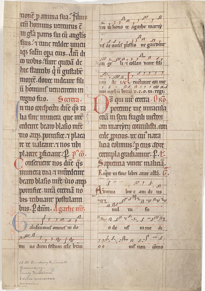 [Missal: February 3-5, with neumes]