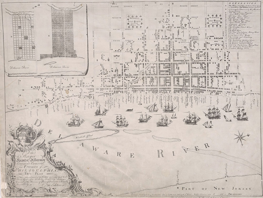 To the Mayor, Recorder, Aldermen, Common Council, and Freemen of Philadelphia this Plan of the Improved part of the City Surveyed and Laid Down by the Late Nicholas Scull [...], 1762