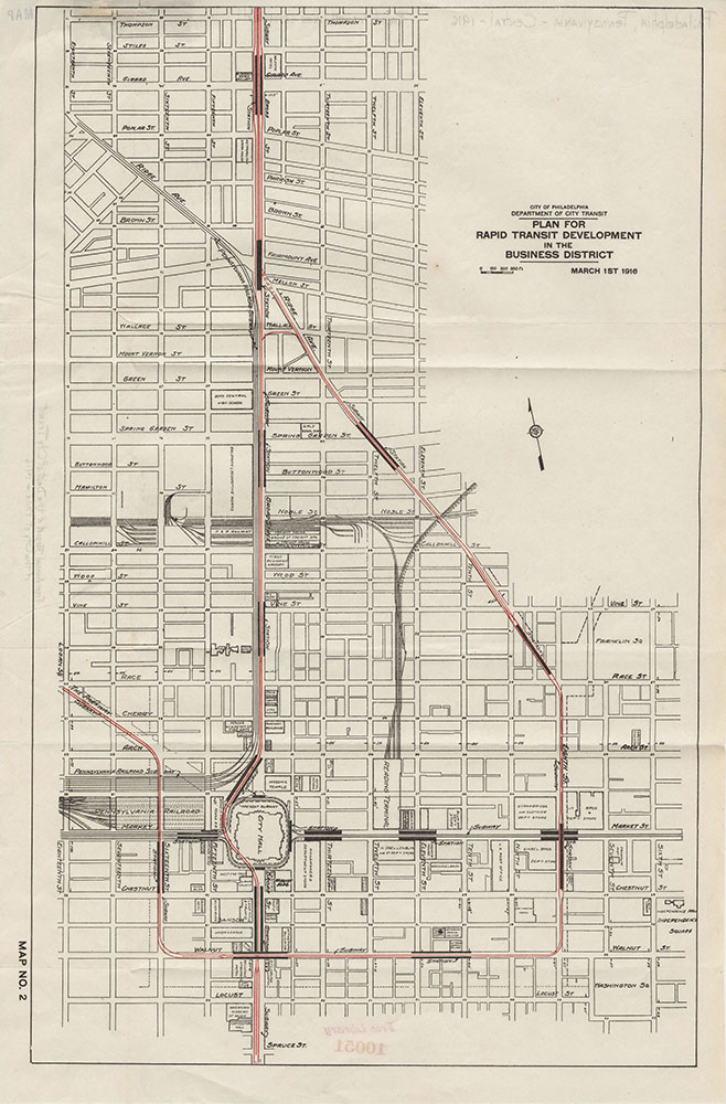 Plan For Rapid Transit Development in the Business District, 1916, map