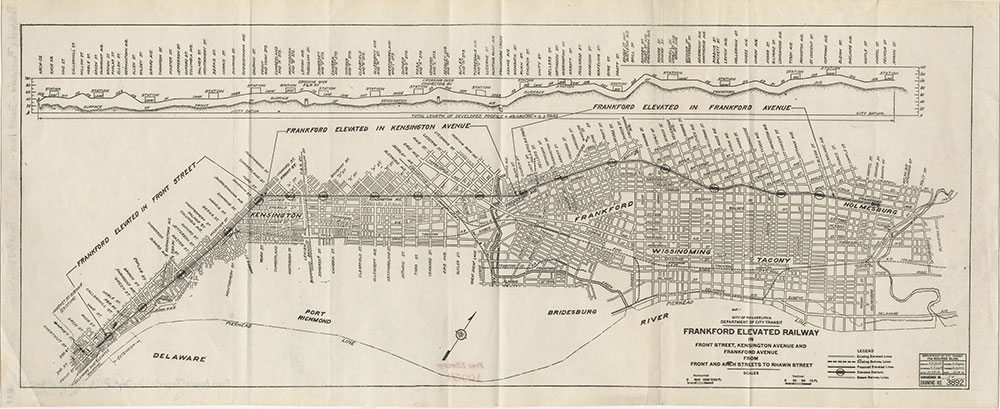 Frankford Elevated Railway..Front & Arch to Rhawn St., 1916, map