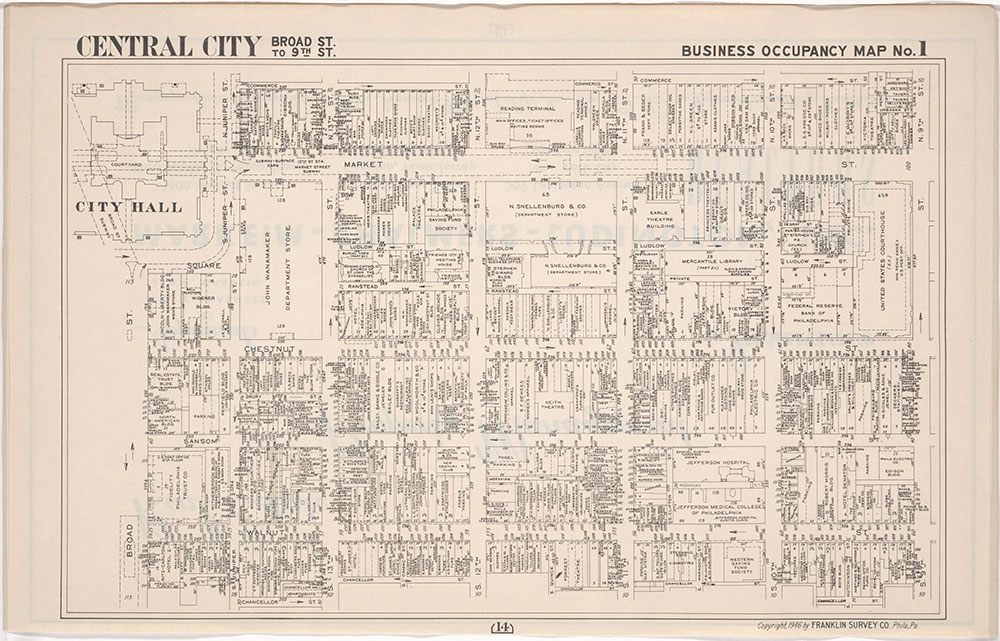 Franklin's Street and Business Occupancy Atlas of Philadelphia & Suburbs, 1946, Occupancy Map 1