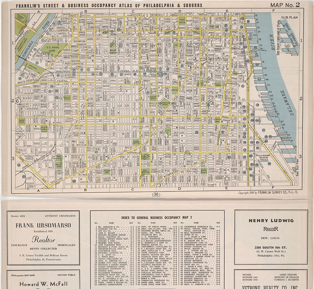 Franklin's Street and Business Occupancy Map of Philadelphia & Suburbs, 1946, Location Map 2