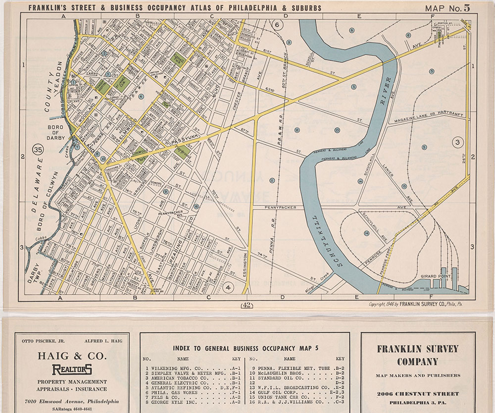 Franklin's Street and Business Occupancy Atlas of Philadelphia & Suburbs, 1946, Location Map 5