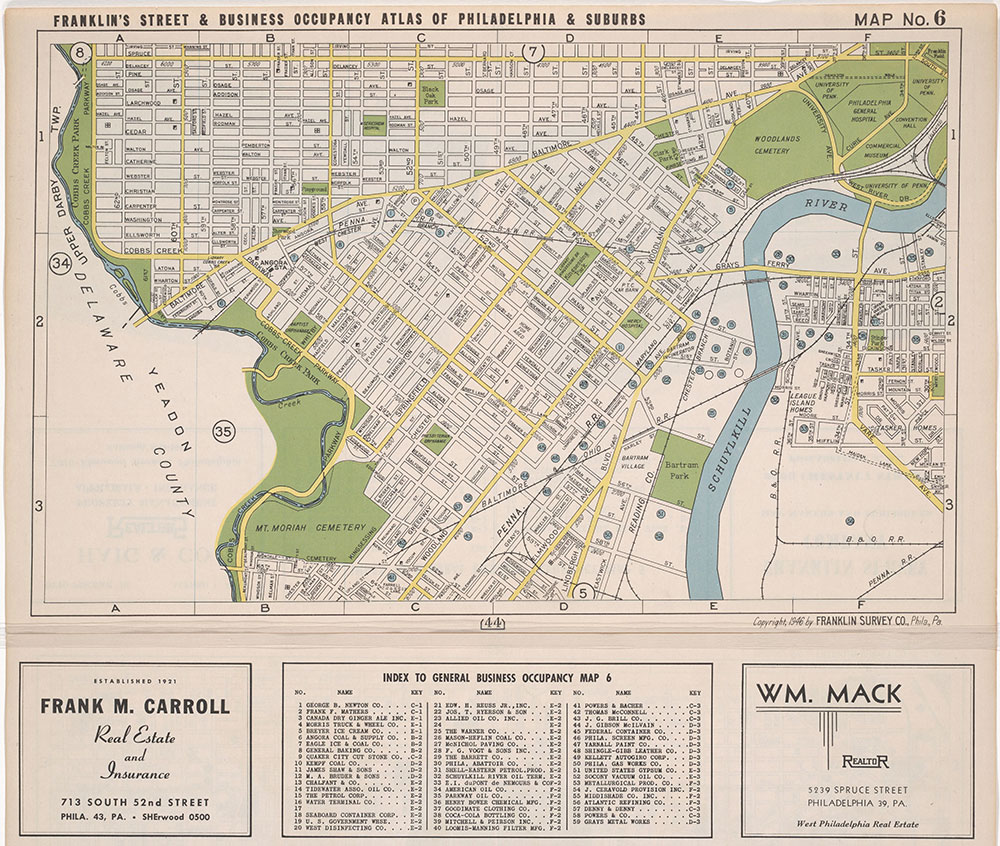 Franklin's Street and Business Occupancy Atlas for Philadelphia & Suburbs, 1946, Location Map 6