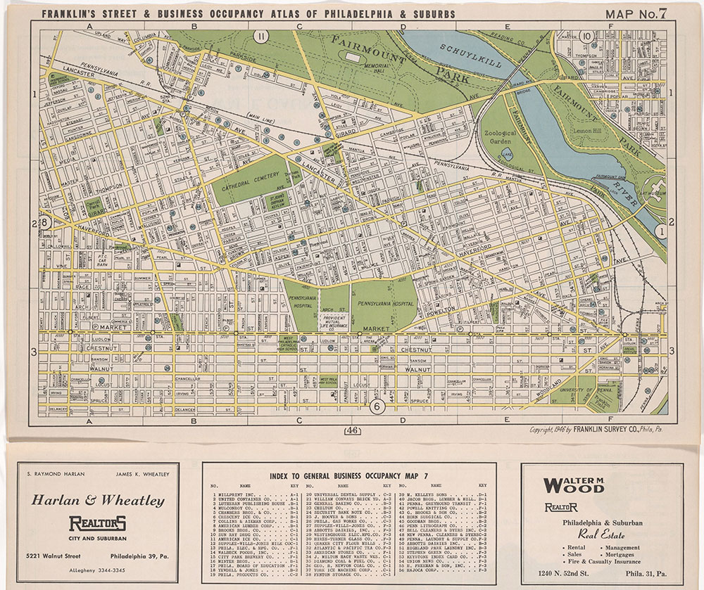Franklin's Street and Business Occupancy Atlas of philadelphia & Suburbs, 1946, Location Map 7