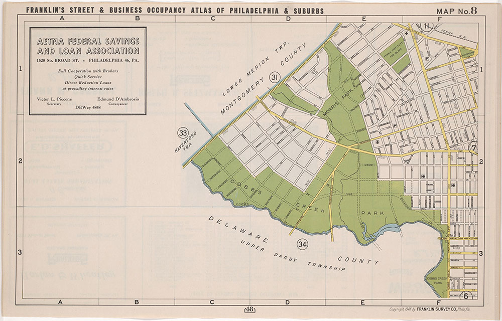 Franklin's Street and Business Occupancy Atlas of Philadelphia & Suburbs, 1946, Location Map 8