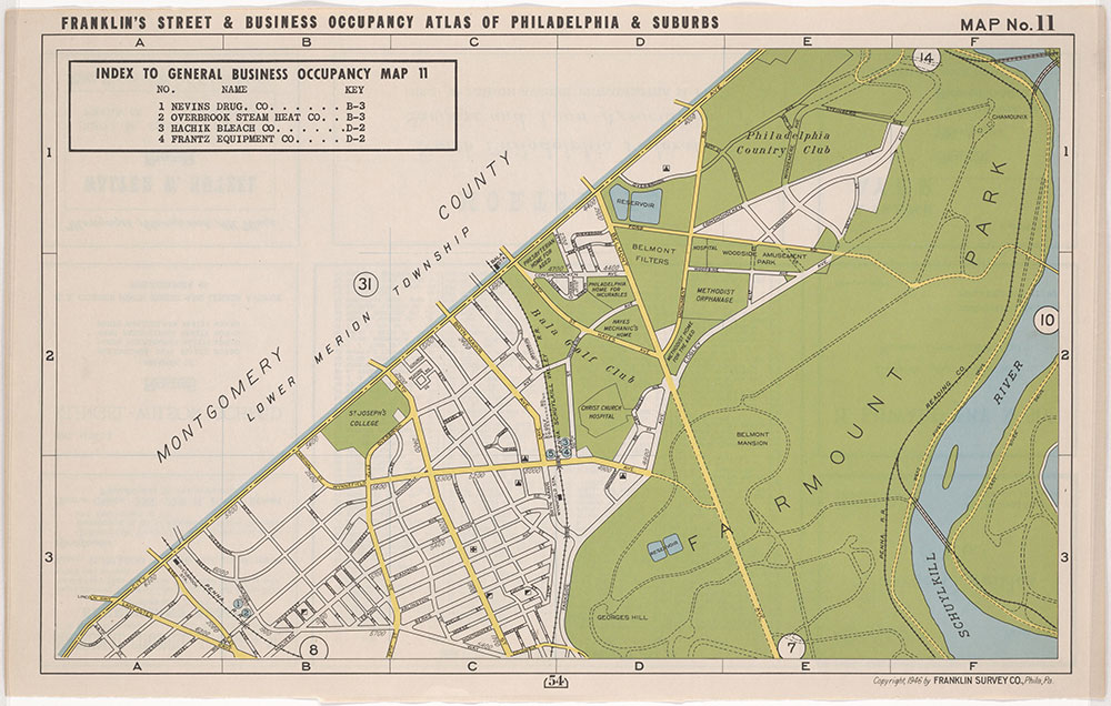 Franklin's Street and Business Occupancy Atlas for Philadelphia & Suburbs, 1946, Location Map 11