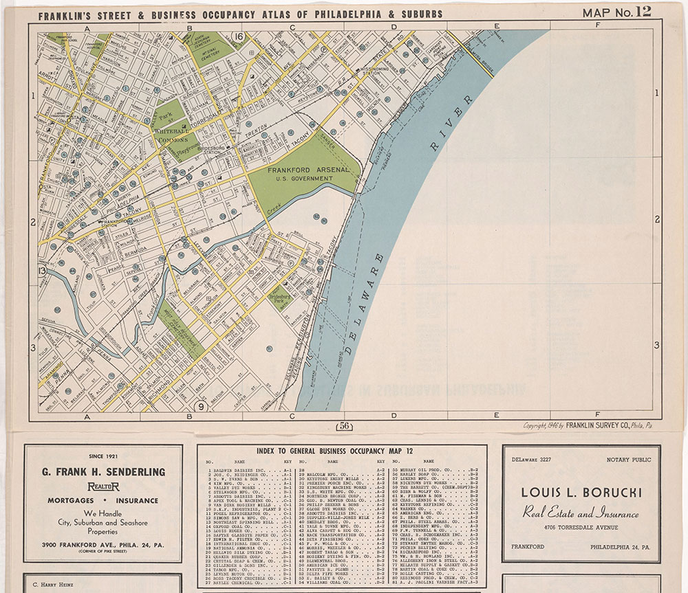 Franklin's Street and Business Occupancy Atlas of Philadelphia & Suburbs, 1946, Location Map 12