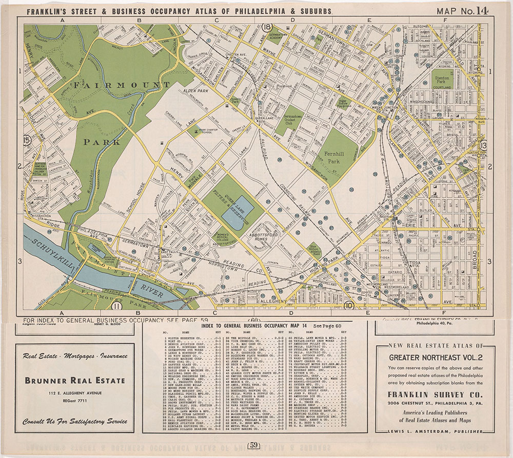 Franklin's Street and Business Occupancy Atlas of Philadelphia & Suburbs, 1946, Location Map 14