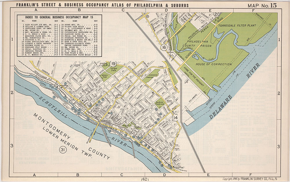 Franklin's Street and Business Occupancy Atlas of Philadelphia & Suburbs, 1946, Location Map 15
