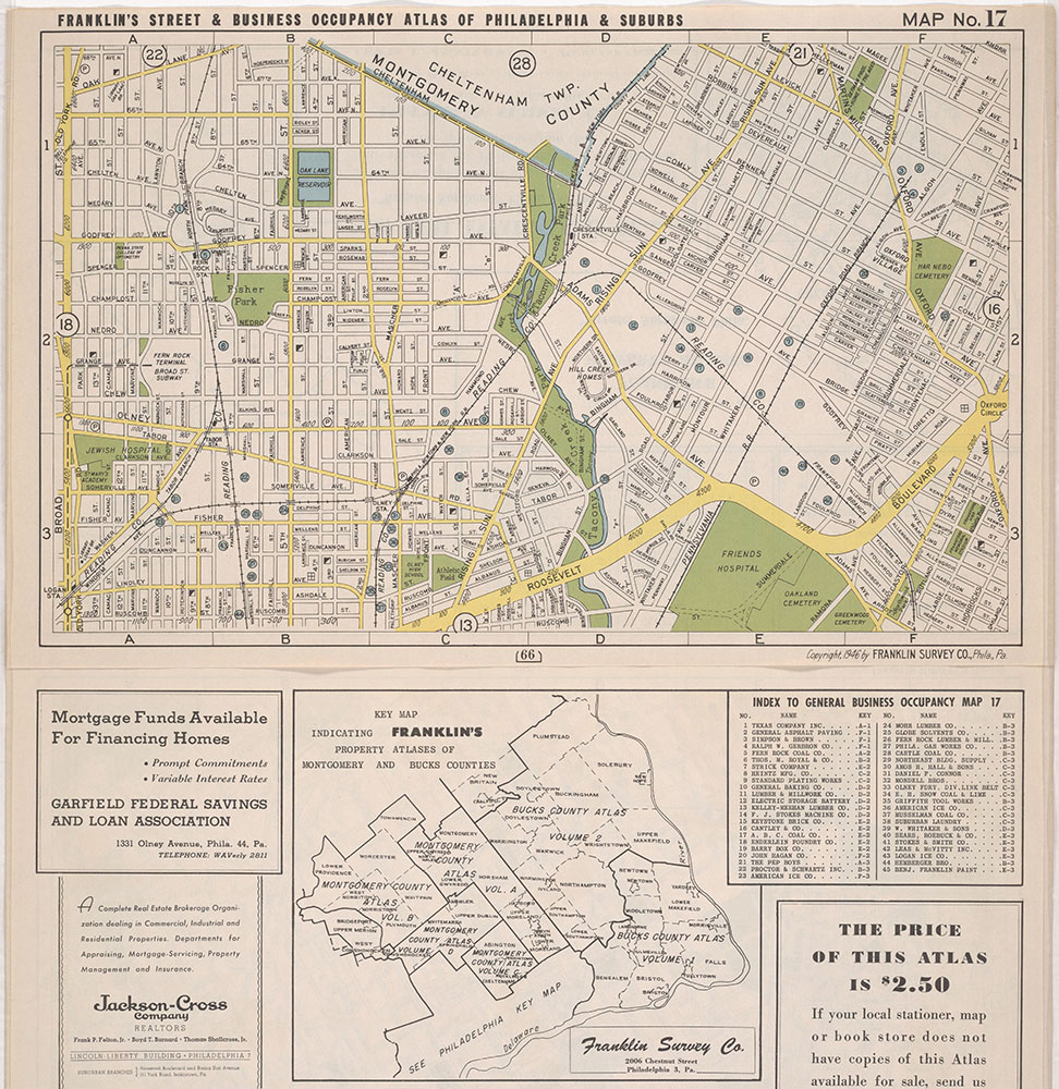 Franklin's Street and Business Occupancy Atlas of Philadelphia & Suburbs, 1946, Location Map 17
