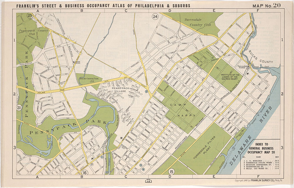 Franklin's Street and Business Occupancy Atlas of Philadelphia & Suburbs, 1946, Location Map 20