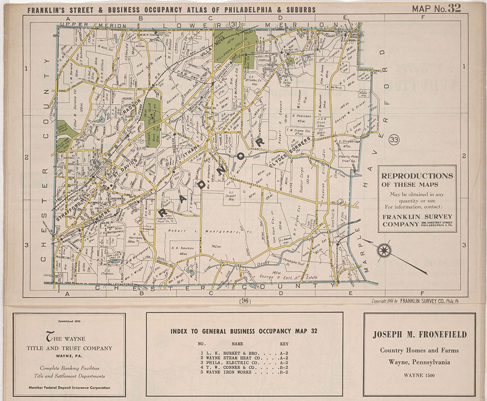 Franklin's Street and Business Occupancy Atlas of Philadelphia & Suburbs, 1946, Location Map 32
