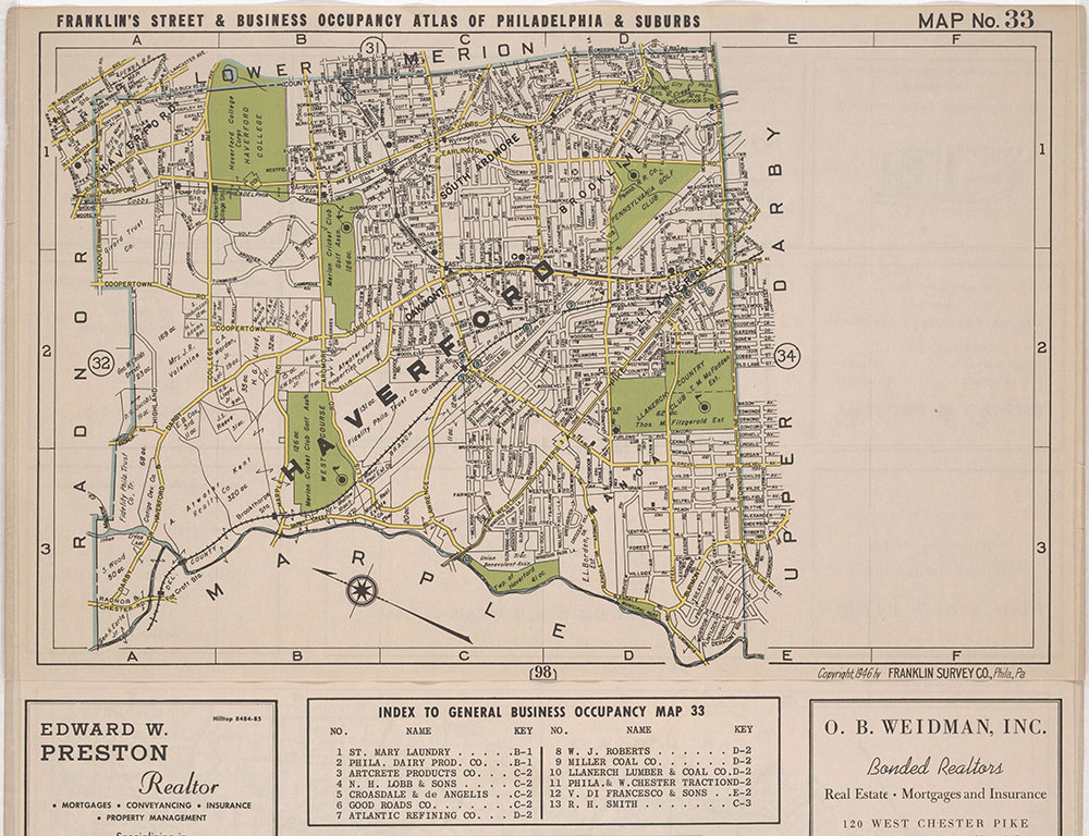 Franklin's Street and Business Occupancy Atlas of Philadelphia & Suburbs, 1946, LOcation Map 33