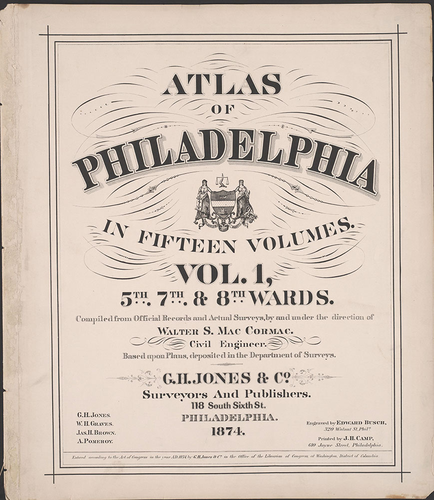 Atlas of Philadelphia, 5th, 7th & 8th Wards, 1874, Title Page