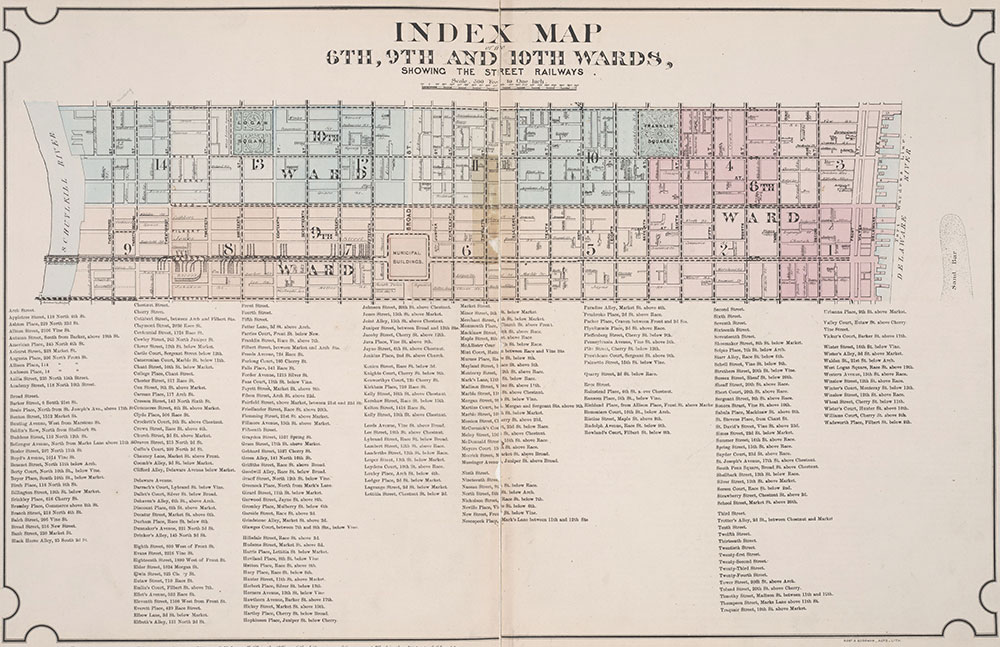 Atlas of Philadelphia, 6th, 9th and 10th Wards, 1875, Index Map & Street Listing