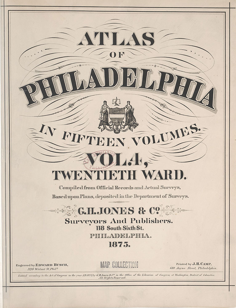 Atlas of Philadelphia, 20th Ward, 1875, Title Page